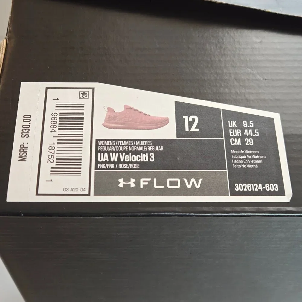 Under Armour Women Flow Velociti 3 Running Shoe Pink Rose Sz 12 - Picture 10 of 10